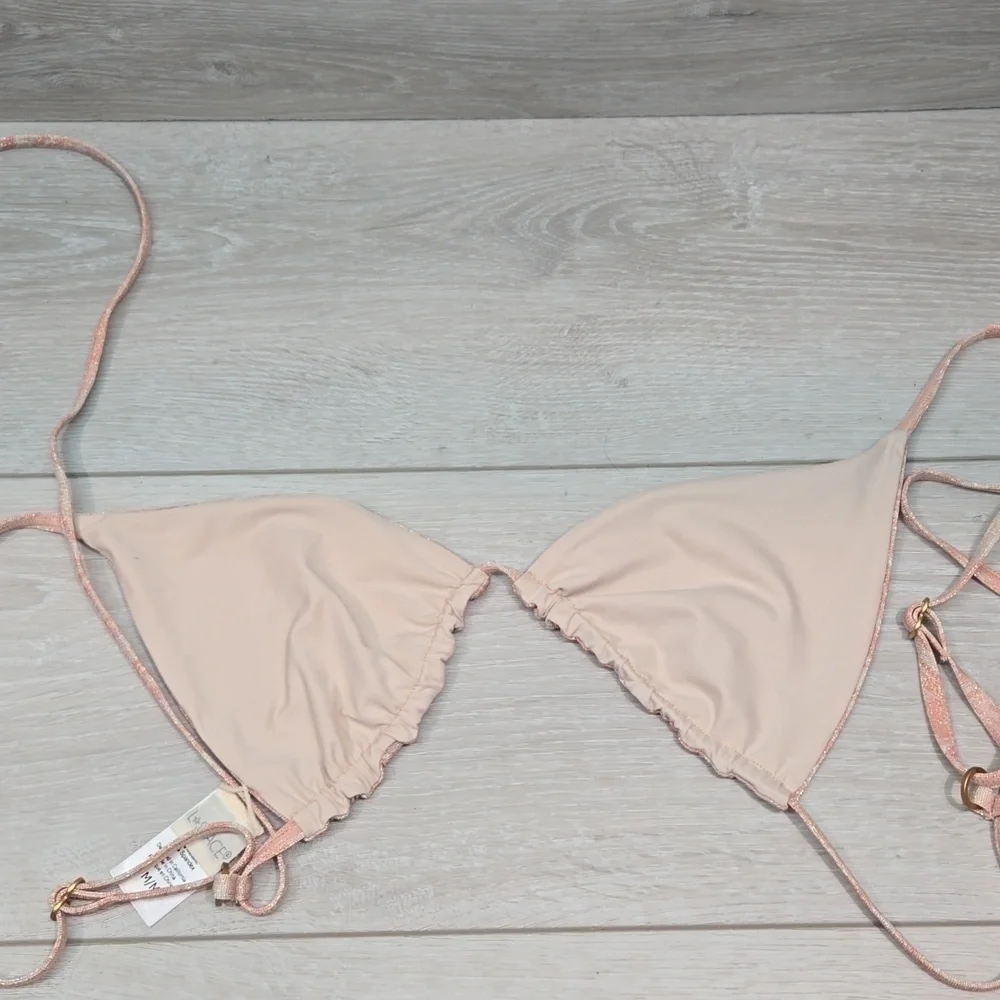 NWOT L Space Women Brittany Metallic Bikini top All swirled up swim sz M